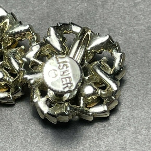 Lisner Vintage Signed Blue Aurora Borealis Rhinestone Silver Screw Earrings - Picture 6 of 8